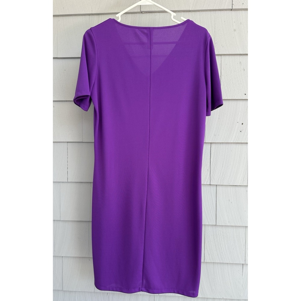 Vintage Malizia by La Perla Purple V-Neck Sheath Dress Italy Size 44 (US 8/10) - Picture 4 of 4
